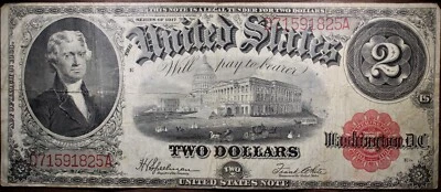 1917 $2 Legal Tender White Speelman Details Note Inked P105 - Image 1 of 2