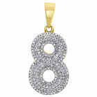 10K Yellow Gold Round Diamond Number 8 Bubble Pendant Pave Dome Charm 0.50 CT.