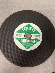 PRIMEX 14" X 1/8" X 20MM MASONRY CUTOFF CUT OFF WHEEL - Picture 1 of 4