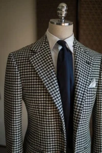Hombres Traje Pata de Gallo Tweed Informal Blazer Baile de graduación Fiesta Novio Esmoquin Boda Personalizado - Imagen 1 de 8