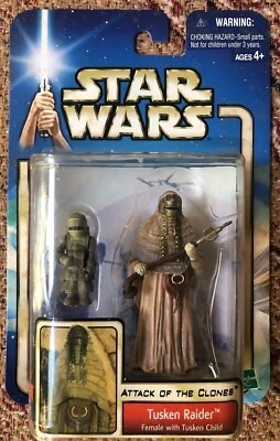 Star Wars El Ataque de los Clones Tusken Raider Mujer Con Niño Colmillo SELLADO Foto 1 de 4