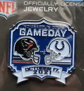 2021 Houston Texans Indianapolis Colts GAME DAY PIN 10/17/21 Lucas Oil - Picture 1 of 3