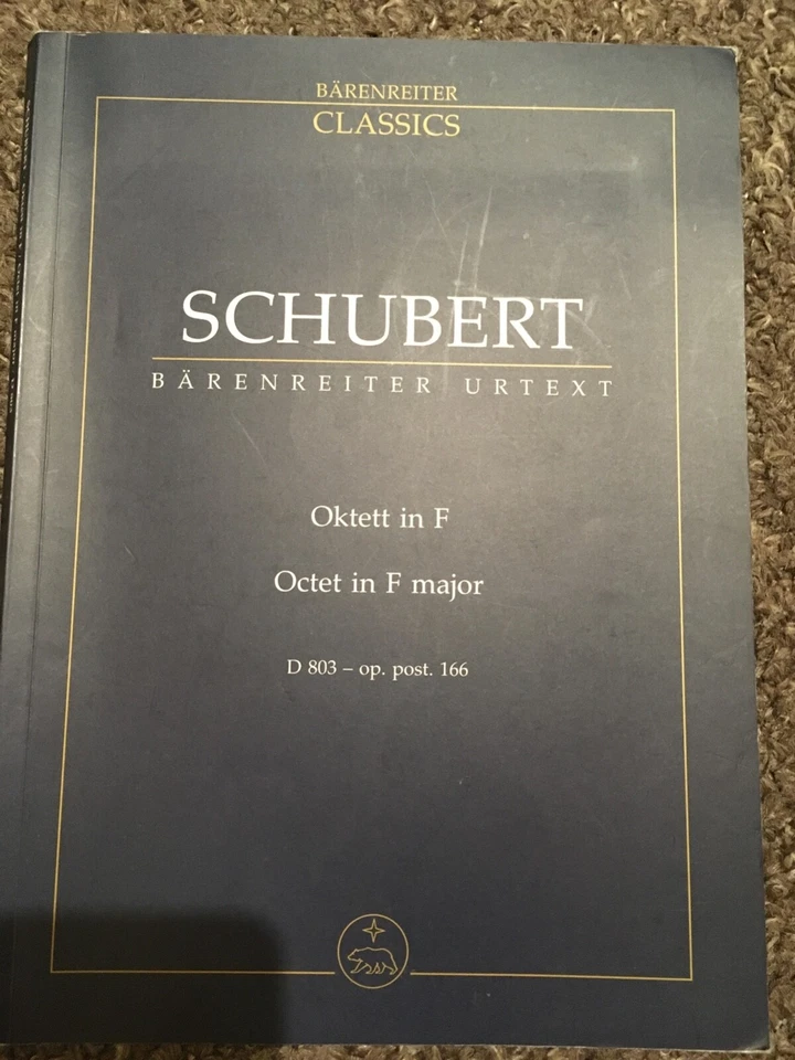 Schubert Franz Octet In F Major D 803 Study Score Urtext Ensemble MUSIC BOOK - Image 1 of 1