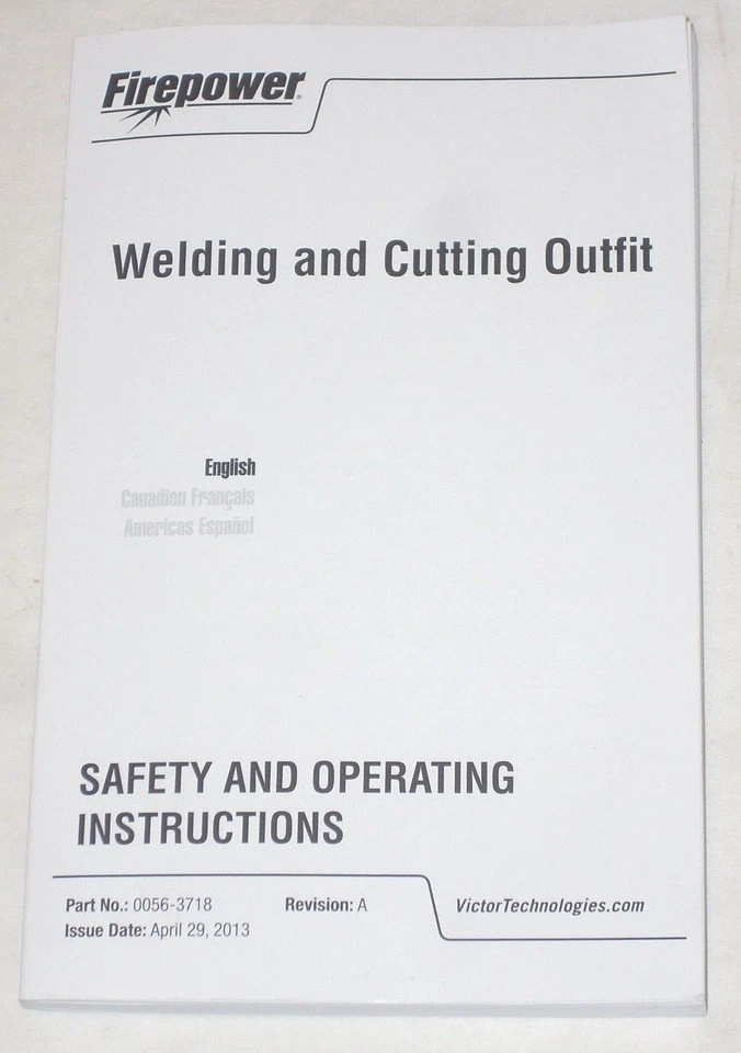 Victor Firepower 0056-3718 焊接和切割装置安全说明 4/29/13 — 第 1/1 张图片