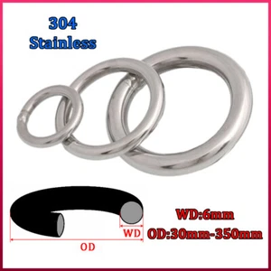 304 Stainless Steel O Ring Heavy Duty Solid Metal Round Rings 6mm Wire Diameter - Picture 1 of 12