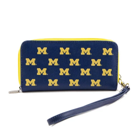 Ladies University of Michigan Wolverines Wristlet Womens Leather Wallet Cover