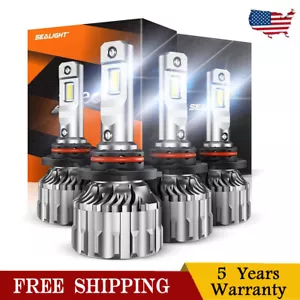 4pcs S6 9005 + 9006 LED Headlight Bulbs 6500K White Bright High/Low Beam Light - Picture 1 of 9
