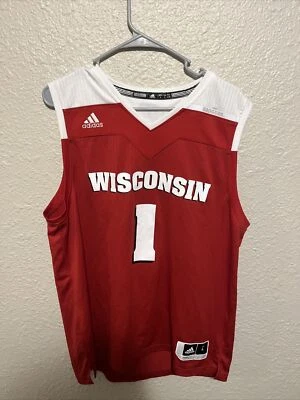 Adidas Wisconsin Badgers Basketball Jersey Men's L #1 RED - Image 1 of 4