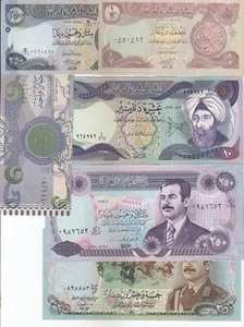 IRAQ, Set of 6, All Different Banknote, Old Issues, Mixed Condition - Picture 1 of 2