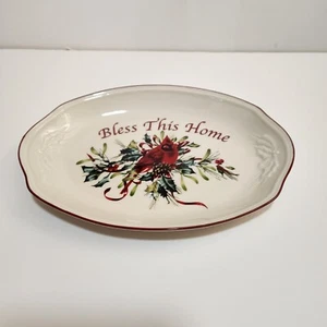 Lenox American Winter Greetings "Bless This Home" 11 inch Oval Platter Used - Picture 1 of 9