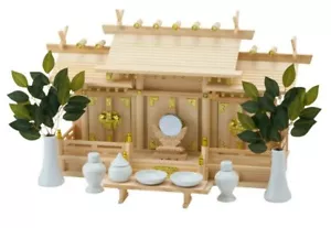 Japón Madera KAMIDANA Altar Hogar Tamaño Jinjya Set Santuario Sintoísta Dios Talla L NUEVO - Imagen 1 de 5