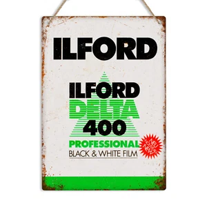 PELÍCULA ILFORD Letrero de Pared de Metal Retro Placa De Colección 35 mm Cámara ManCave Fotografía - Imagen 1 de 5
