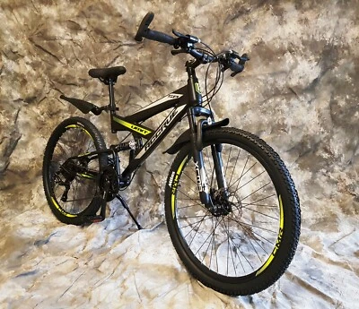 26 Zoll ALU MTB Vollgefedert mit 21-Gang Shimano - Scheibenbremsen Neu 2660 Gelb - Bild 1 von 4