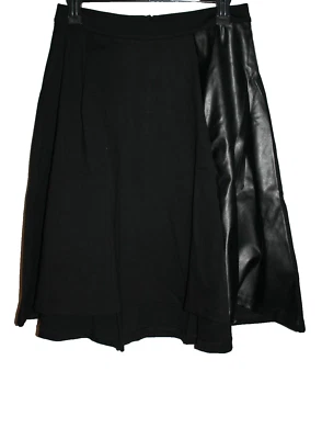 Falda Carmen Marc Valvo Inserción de Cuero Sintético Negra Talla 4 Debajo de la Rodilla NUEVA Foto 1 de 2
