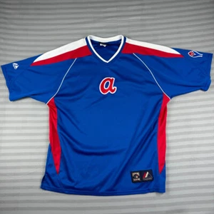 Vintage Atlanta Braves Jersey Mens Large Blue Cooperstown Collection V-Neck - Imagen 1 de 9