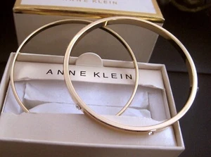 2 Anne Klein Bangles goldtone w/ rhinestones NIB - Picture 1 of 4