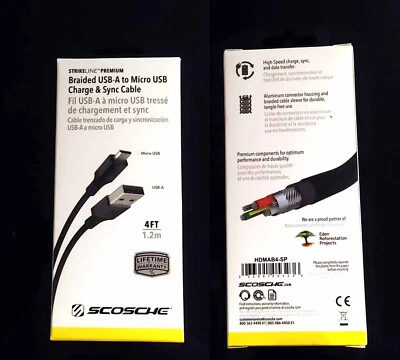 Scosche Hdmab4-Sp Strikeline Heavy Duty Usb-A To Micro Usb Charge & Sync Android - Image 1 of 2