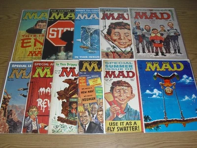 Lot of 11 Mad Magazine issues #46 47 49 50 52 53 54 55 56 57 & 58 all VG to FN! - Image 1 of 4