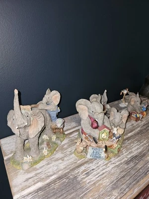 Lote de 6 estatuillas de elefante Tuskers - Incluye tiempo de colmillo e hijo para reparación -... Foto 1 de 4
