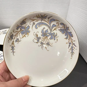 Piatto insalata/dessert vintage Porsgrund Norvegia Seljord 7" bordo blu e oro - Foto 1 di 3