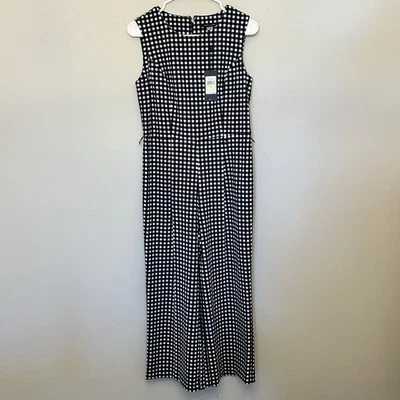 Macacão Tommy Hilfiger Cropped Feminino 4 Azul Branco Sem Mangas Xadrez Xadrez NOVO - Imagem 1 de 4