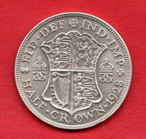 MONETA MEZZA CORONA ARGENTO 1928, RE GIORGIO V. MEZZA CORONA. 2/6-. ESTREMAMENTE FINE. - Foto 1 di 2