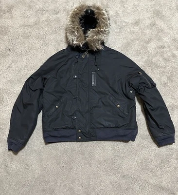 Polo Ralph Lauren Jacket Puffer Down Bomber Black/Navy Tactical Military Fur XL - Image 1 of 4