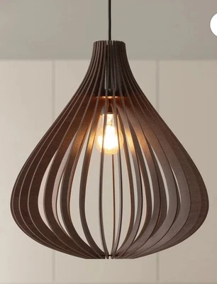 DEZAART FAT BALLOON Wood Pendant Light/ Lamp Shade E-27 (Bulb Type) Light Oak - Image 1 of 4