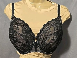 32H Underwire Bra Black Lace Over Beige Natori Lingerie - Picture 1 of 12