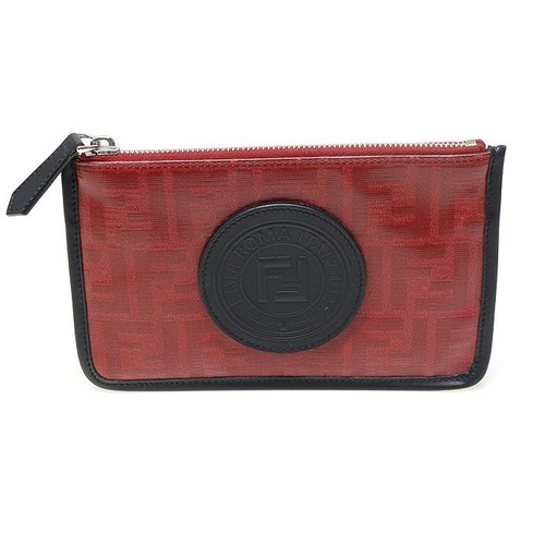 Fendi marsupio piccolo con zip rivestito in tela con logo FF rosso 7N0089 140028270
