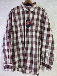 IZod Camicia a Quadri con Bottoni Uomo XL Rossa Manica Lunga Non Ferro Elasticizzata Vacanze Nuova con etichette - Foto 1 di 16