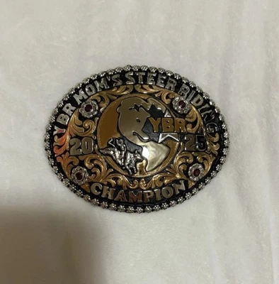 Trophy Rodeo Champion Belt Buckle Mom’s Steer Riding Bull Rider Riding - Image 1 of 2