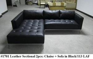 2PC Modern Contemporary black Leather Sectional Sofa #1701 (short version) - Picture 1 of 9