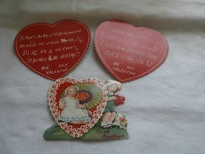 Vintage 1930s Valentine Cards 1 Printed Germany Umbrella - Picture 1 of 7