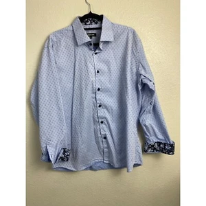 Jared Lang Dress Shirt Mens size 2XL Blue Button Down Floral Sleeves Event party - Picture 1 of 10