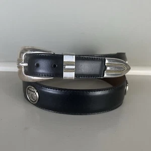 Tennessee Volunteers logo Studded Black Leather Belt 34 College Vintage USA - Picture 1 of 11