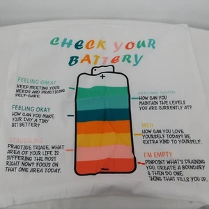 Check Your Battery Throw Pillow Case Cover Self Help Classroom Therapy New 17.5" - Picture 1 of 8