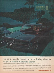 1963 Pontiac Wide-Track Automobile Vintage Print Ad 1960s Car Starry Night Ski - Picture 1 of 1