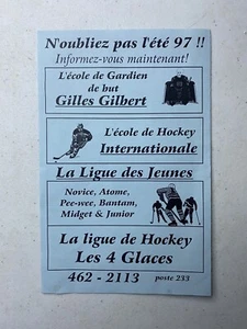 GILLES GILBERT Boston Bruins Vintage 1997 Goalie Hockey School 11"x 8.5"Flyer NM - Imagen 1 de 3