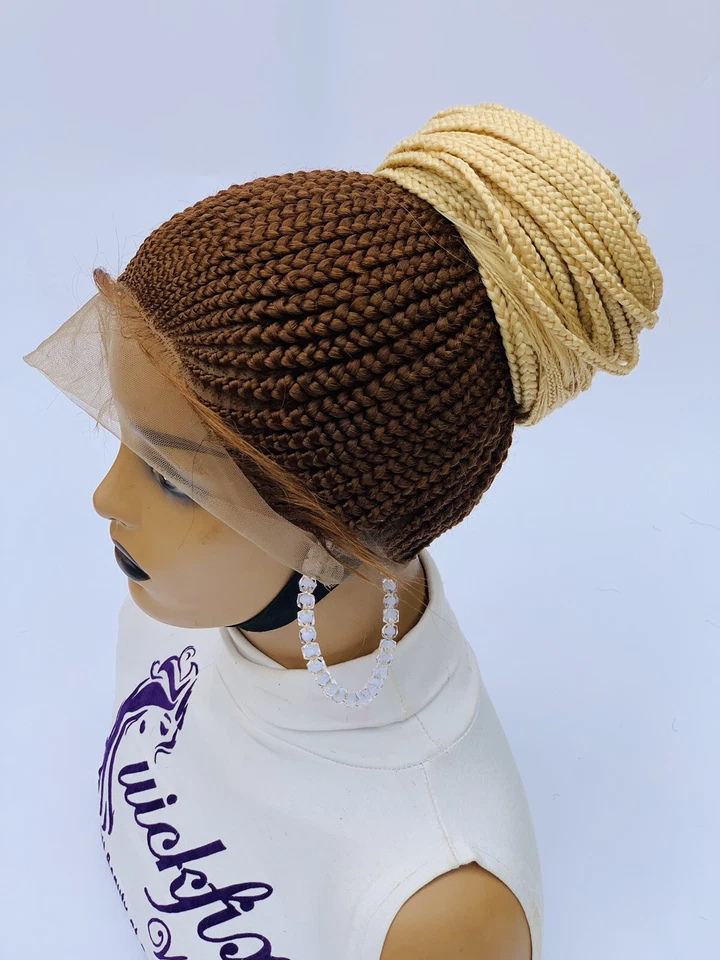 Peluca trenzada cola de caballo, trenzas de caja, peluca trenzada de encaje completo, peluca trenza, Updo senegalés Foto 1 de 4