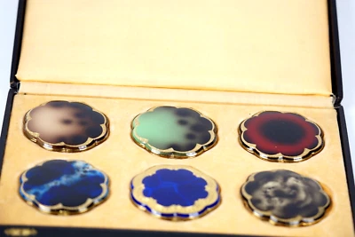 Juego compacto GUILLOCHE ESMALTE FRANCÉS PINTADO A MANO MUESTRA VENDEDOR 1910 RARO Foto 1 de 4