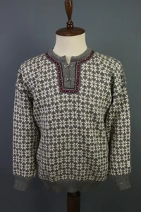 DALE OF NORWAY Gray and White Snowflake Wool Knit Long Sleeve Sweater Size L - Picture 1 of 17