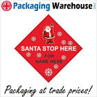CM157 SANTA STOP HERE FOR SIGN PERSONALISE CUSTOM YOUR NAME CHOICE RED CHRISTMAS