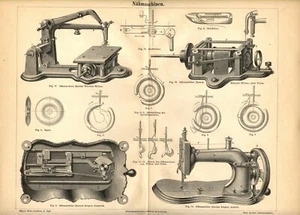 1889 Stampa Antica = MACCHINE PER CUCIRE = Sartoria = Old Print - Foto 1 di 1