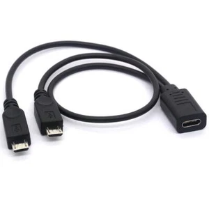 USB 2.0 C Female to Dual Micro USB Male Splitter Cable 2 Micro USB Splitter E... - Zdjęcie 1 z 5