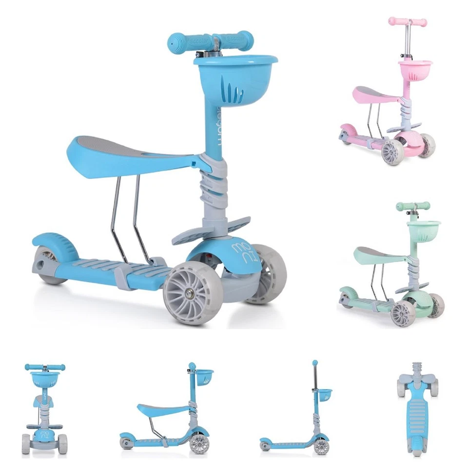 Moni Kinderroller Bubblegum 2 in 1, Höhe einstellbar, Sitz abnehmbar, 3 Räder - Bild 1 von 1