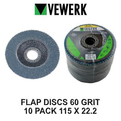 VEWERK Flap Discs 60 Grit Zirconium 115 X 22.2 Pack Of 10 8228 • 12.20£