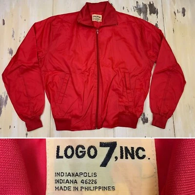 LOGO 7 - Vtg 70s-80s Red Zip-up Coach Skate Dad Golf Jacket, Mens XL - MUST SEE! - Image 1 of 4