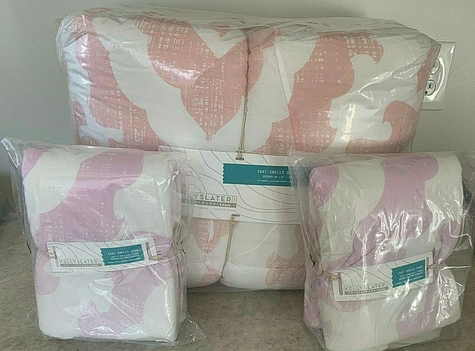 Pottery Barn Teen Kelly Slater Ikat shells FULL QUEEN quilt shams BLUSH - Image 1 of 1