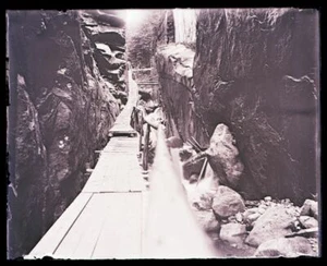(1) LATE 1800s  EARLY 1900s GLASS NEGATIVE; "LOOKING UP THE FLUME, WHITE MNT." - Picture 1 of 3